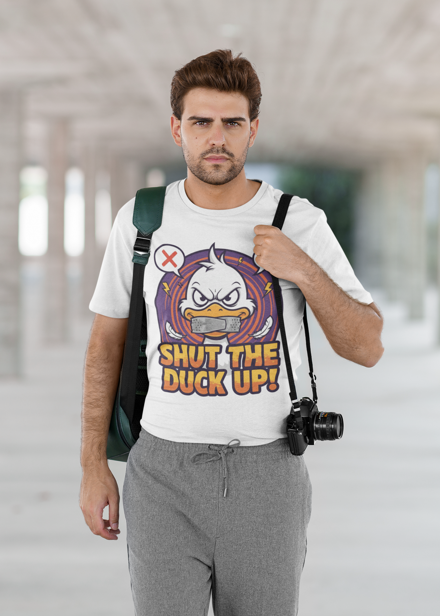 Shut the Duck Up! – Angry Duck Funny Sarcastic Tee - Light Color