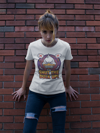 Shut the Duck Up! – Angry Duck Funny Sarcastic Tee - Light Color