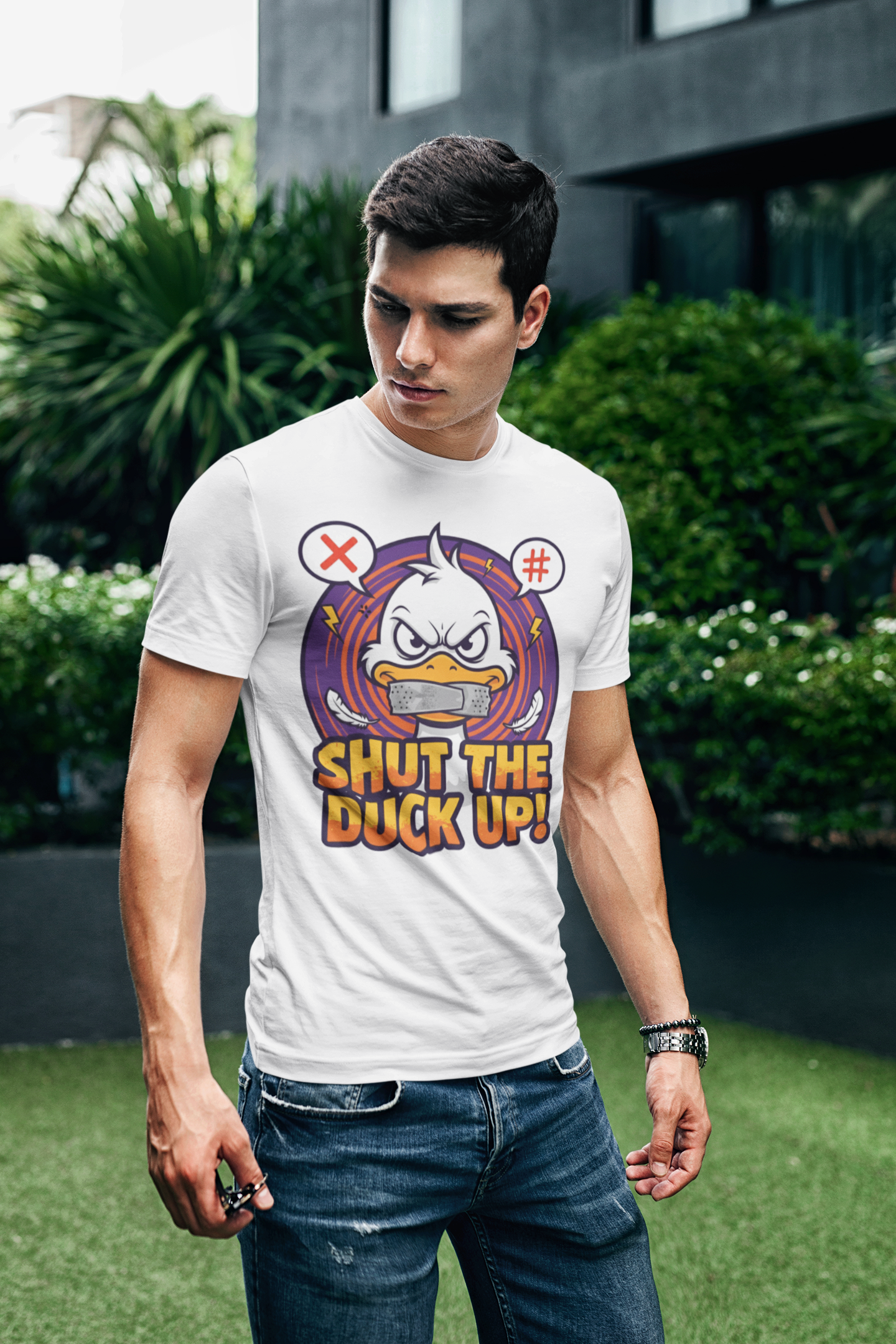 Shut the Duck Up! – Angry Duck Funny Sarcastic Tee - Light Color
