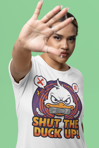 Shut the Duck Up! – Angry Duck Funny Sarcastic Tee - Light Color